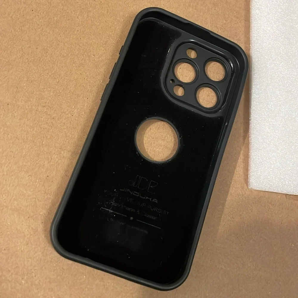 iPhone 15 Pro Black Vegan Leather Apple Cutout Phone Case